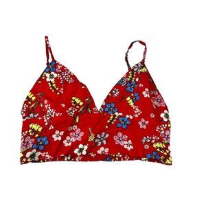 Forever 21 Women's Red Floral Crop Top